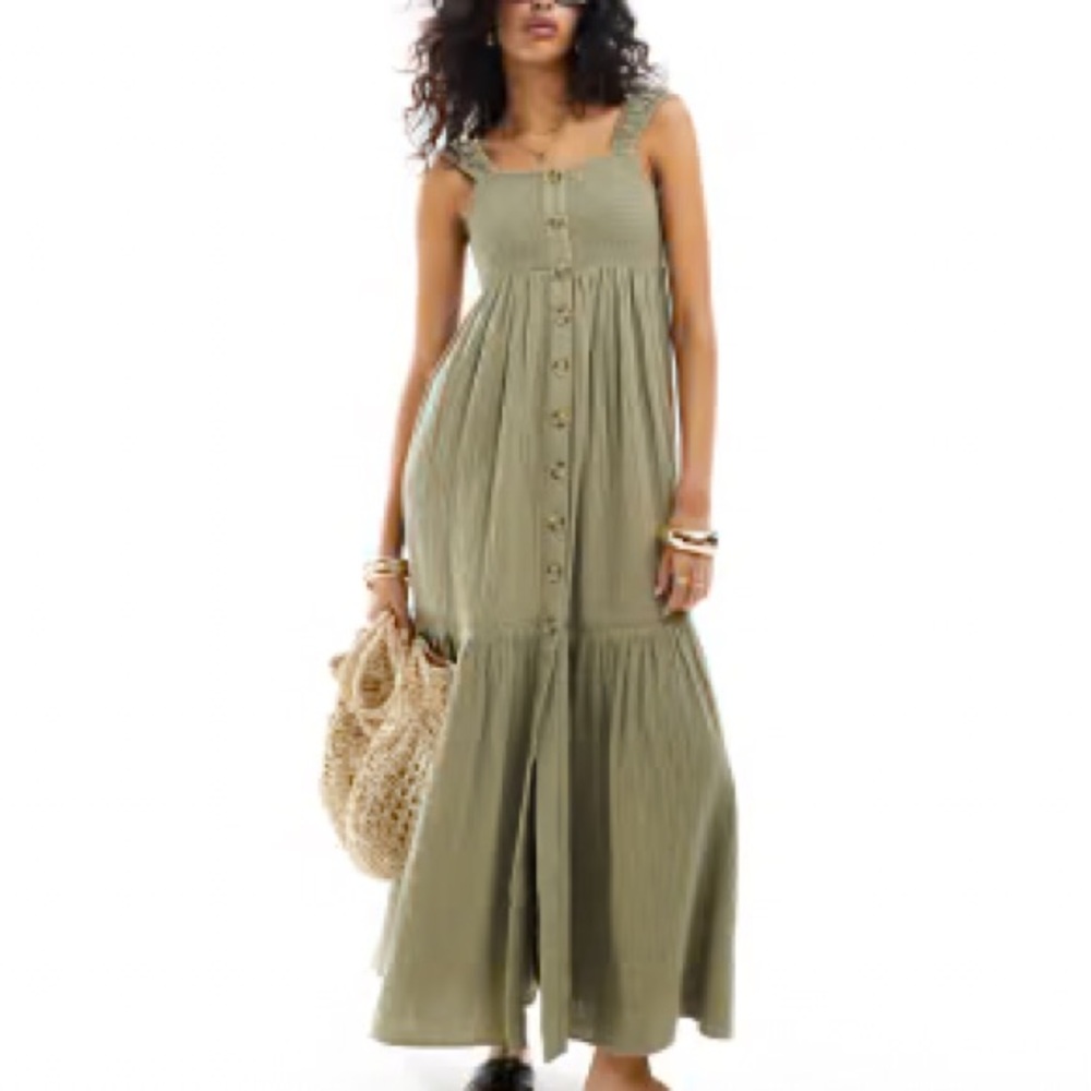 ASOS‎ Tiered Button-Front Maxi Dress
